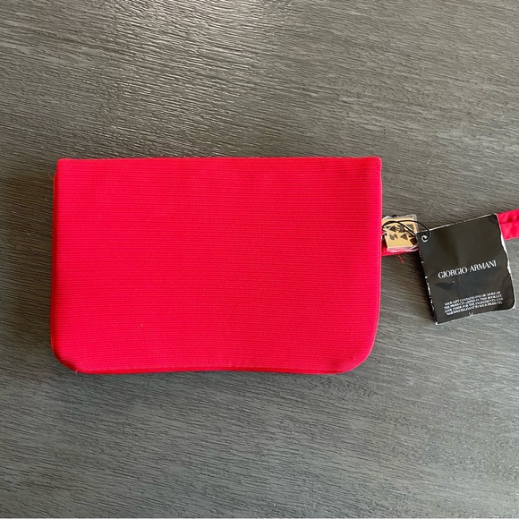 NWT Giorgio Armani Bright Red Fold Over Beauty Purse Wallet - Picture 2 of 10